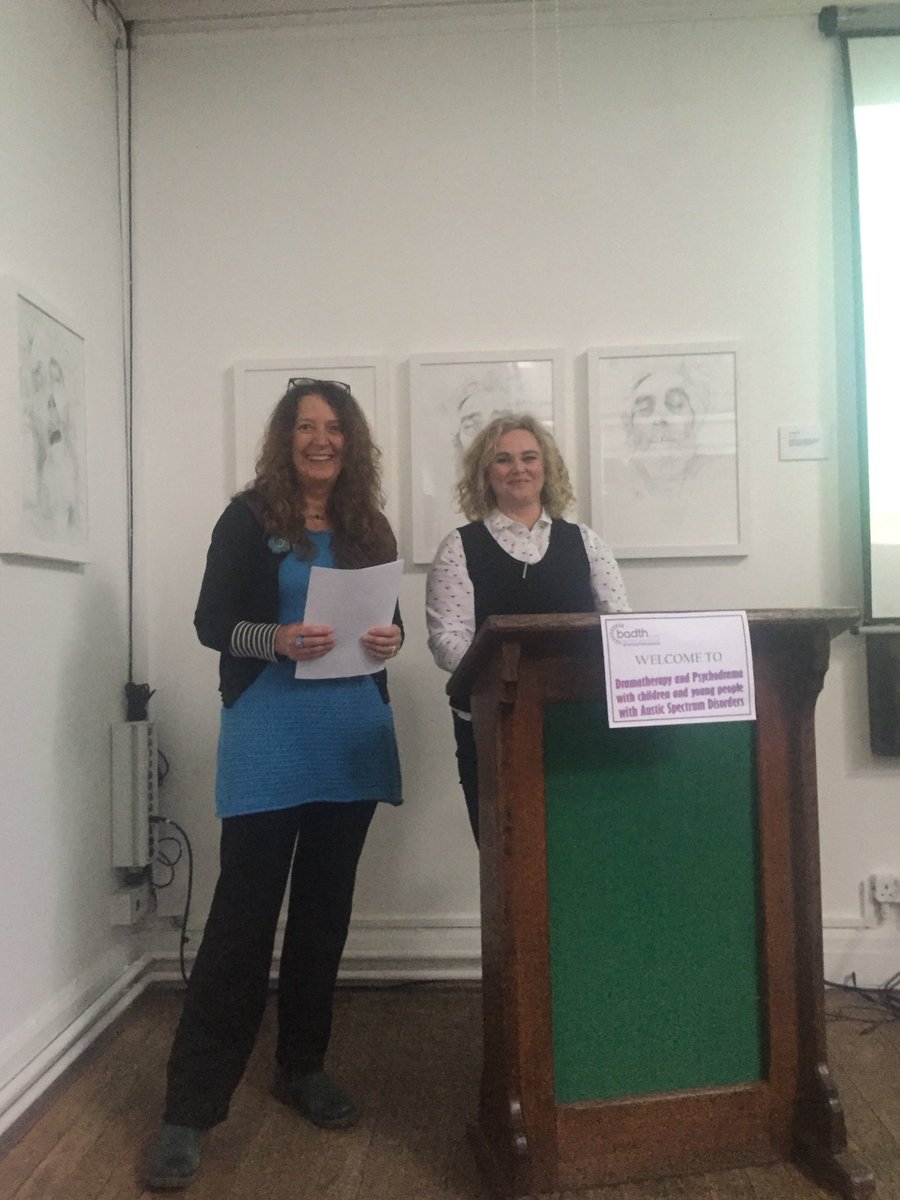 roundaboutdrama's tweet photo. Really enjoyable morning sharing our research on dramatherapy with children &amp; young people with autism &amp; also listening to Dr Kate Kiel's psychodrama research with young people with Aspergers. Thank you to @badthopen and Madeline for holding the whole day so professionally. https://t.co/bloVBiahrI