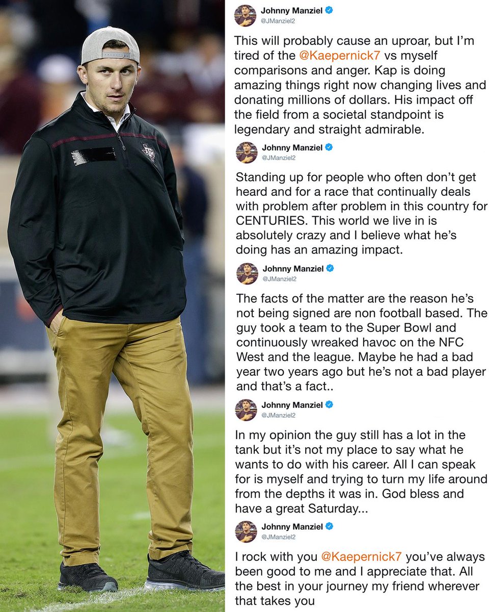 Johnny Manziel shares his thoughts on being compared to Colin Kaepernick.