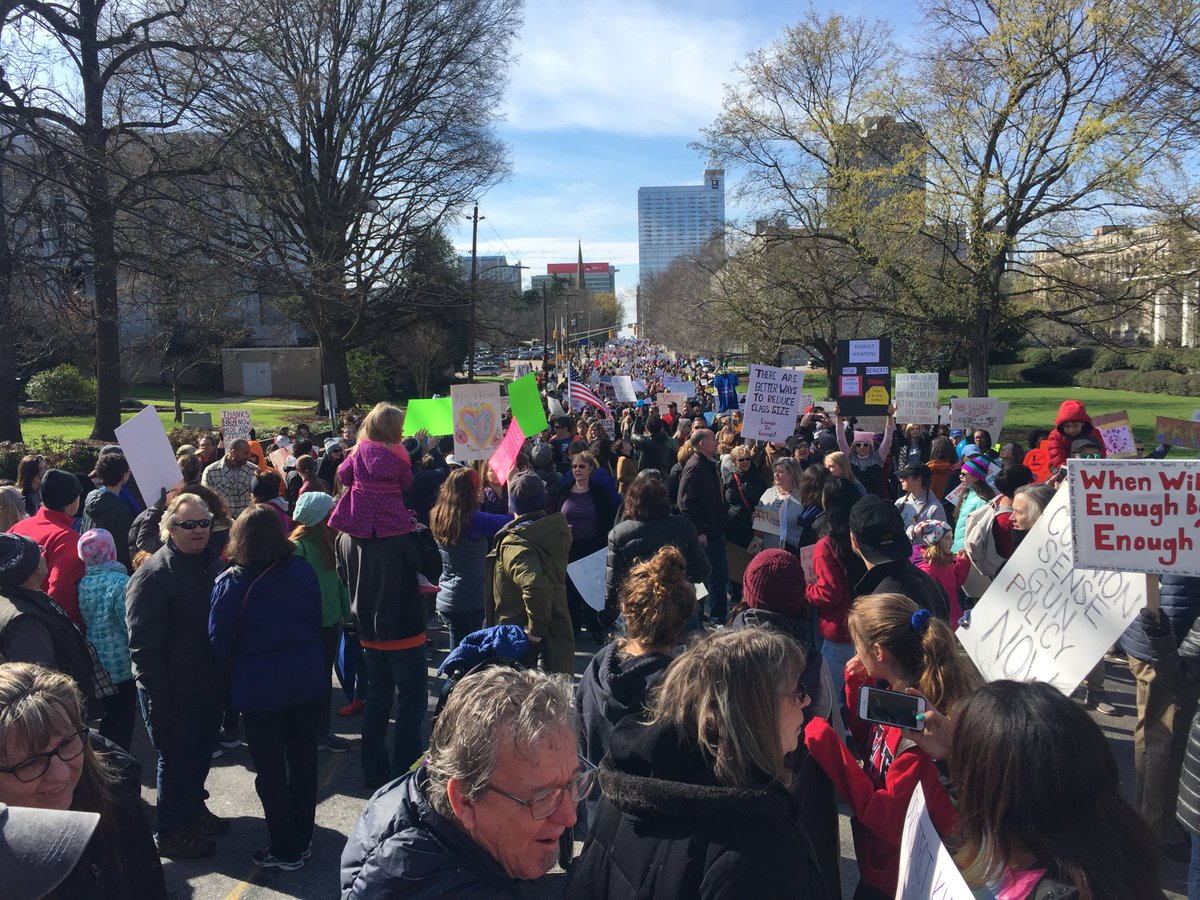 ProProgInDurm's tweet photo. Thousands marched in Durham and Raleigh today. Senators Burr and Tillis, your constituents are coming for you and your NRA cash. #marchforourlives @march4rlivesNC https://t.co/zcsSj5EG5I