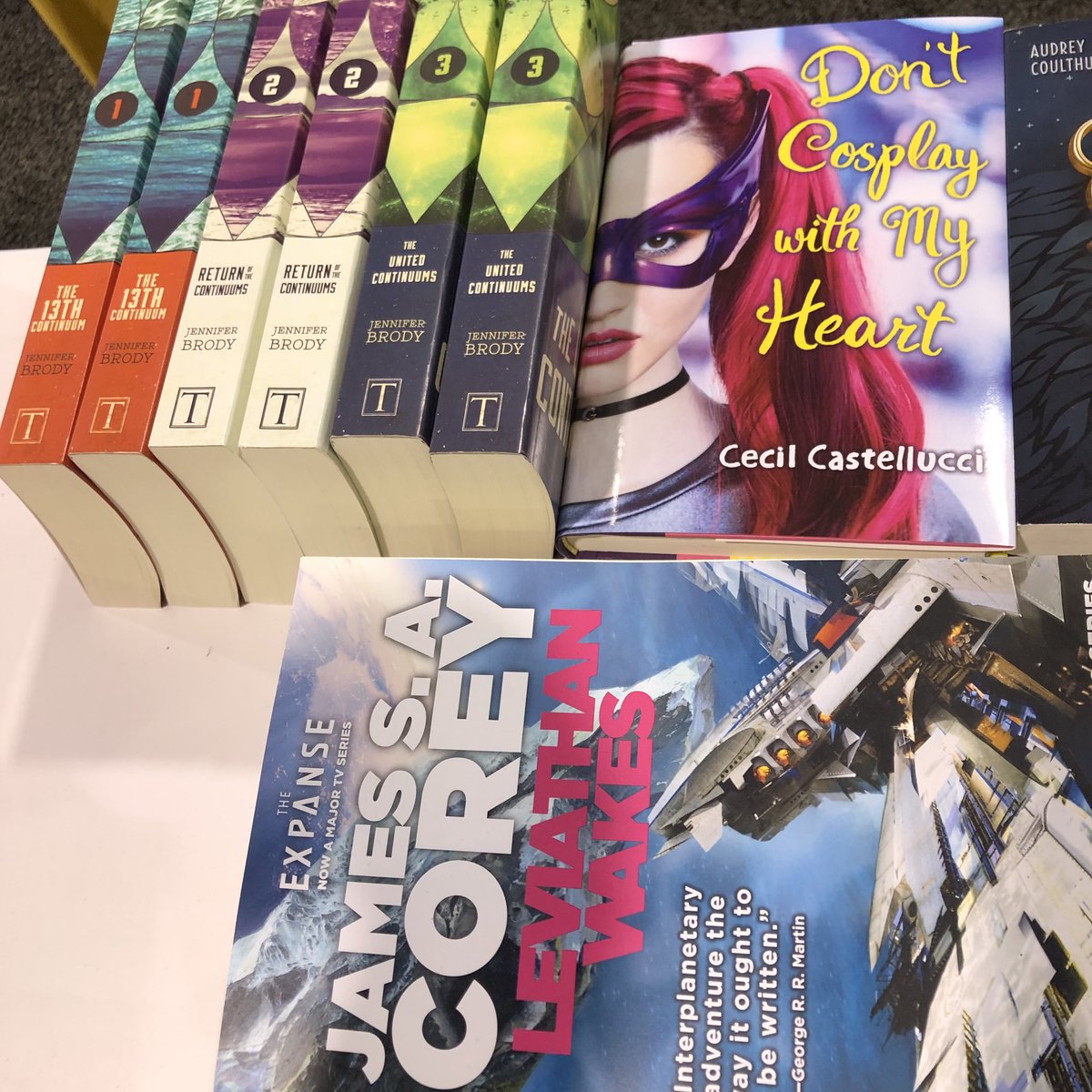 JenniferBrody's tweet photo. When your books are in good company with @misscecil &amp; @JamesSACorey at the @MystGalaxyBooks booth @WonderCon #WonderCon2018 @TurnerPub #ContinuumTrilogy https://t.co/05iJpPaEvd