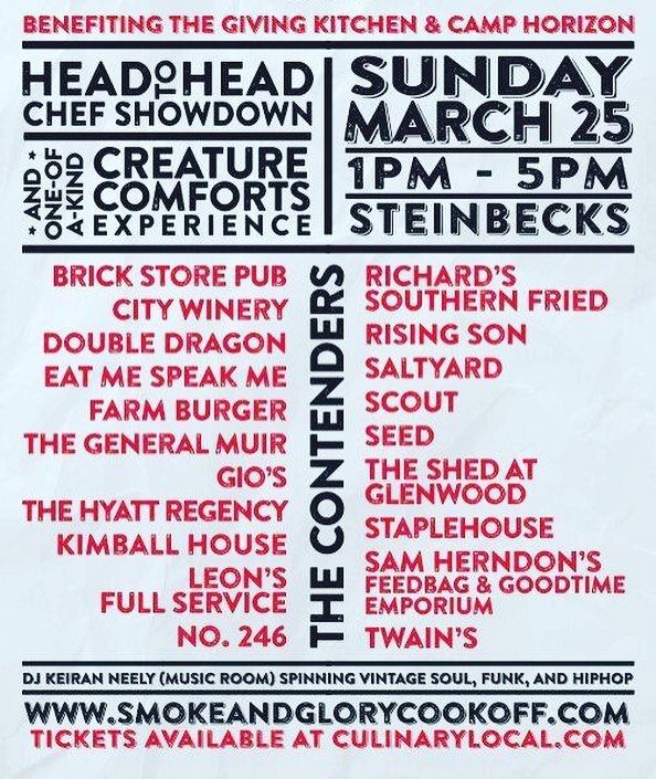 CulinaryLocalGA's tweet photo. The weekend is here & you know what that means?! #SmokeAndGlory is tomorrow! This year's killer lineup includes @FarmBurger!! Proceeds benefit @givingkitchen & Camp Horizon! https://t.co/frWJr2c4Gf
#events #atlevents #foodie #atlfoodie #atlanta #smokeandglory #bbq #culinarylocal https://t.co/iv04OYLLsQ