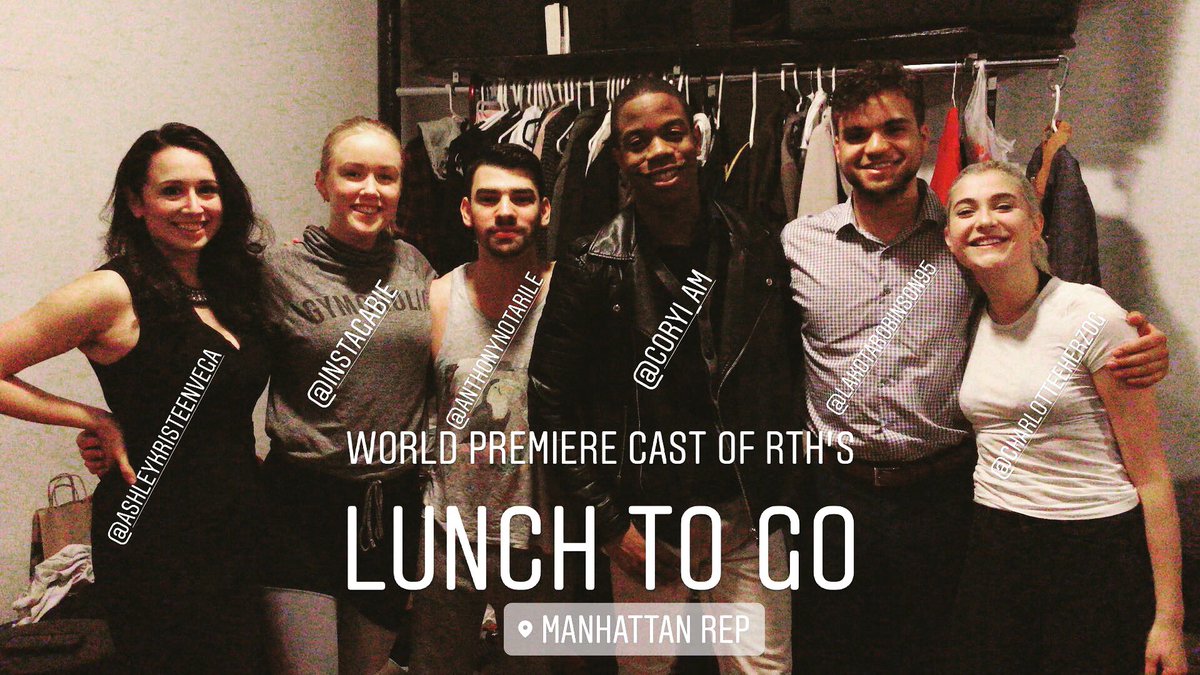 AshKristeenVega's tweet photo. The World Premiere cast of Richard Thomas Henle’s LUNCH TO GO presented by the @ManhattanRep  Theatre in NYC.
.
.
.
#NYC #Actress #ManhattanRep #LunchToGo #L2G #Theatre #WorldPremiere #NewWorks https://t.co/a3EZNCu8Jc