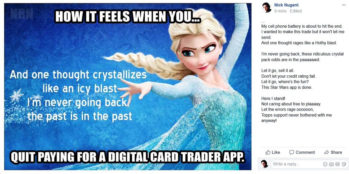 KRCompanion's tweet image. This little diddy goes out to all the #SWCT players who are considering quitting the SWCT app, fed up with errors and greed. @SWCT_info #humor #JoinTheResistance #LetItGo #StarWars #Crystalgeddon