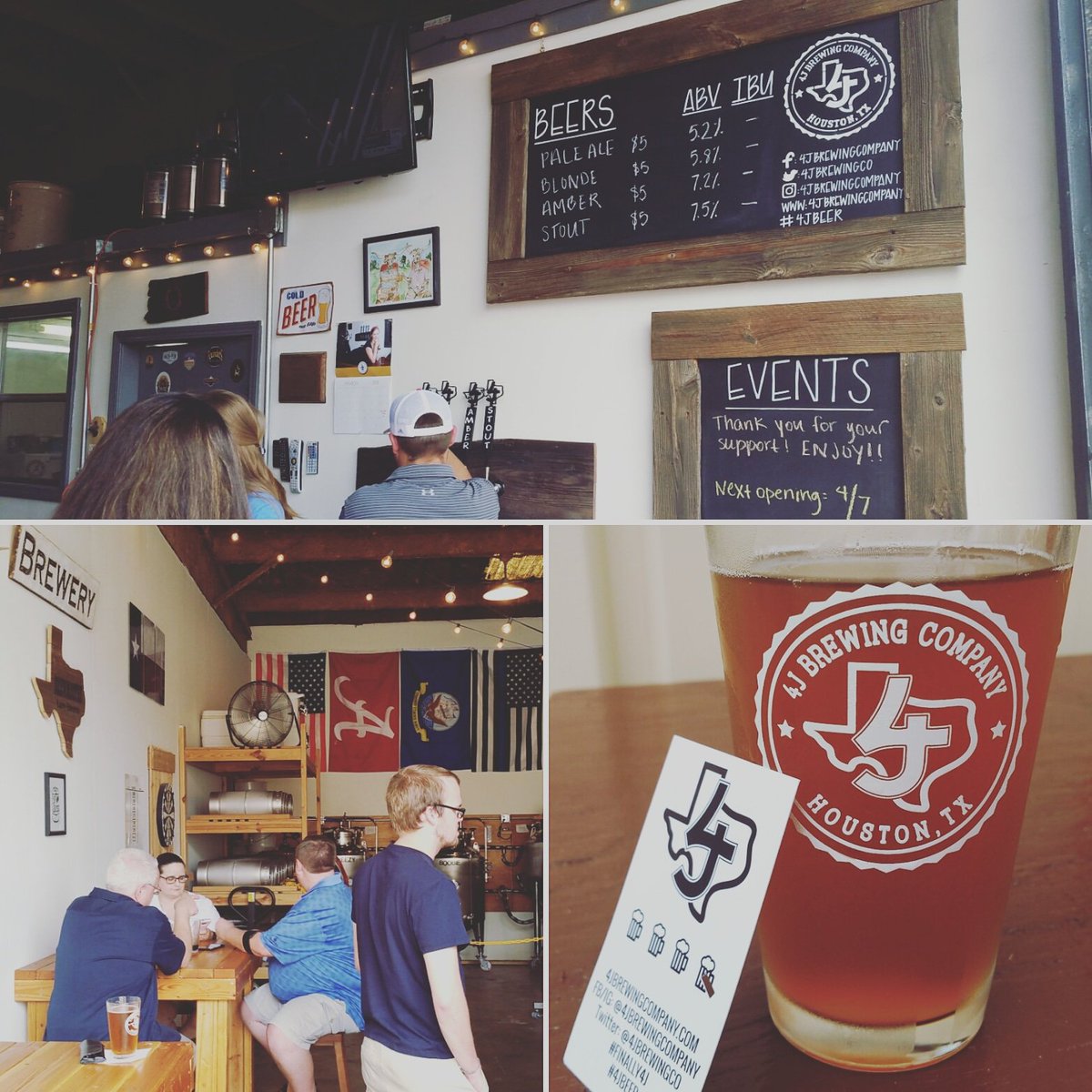 Celebrating the #grandopening of <a href="/4JBrewingCo/">4J Brewing Company</a>. Love the small space -personal &amp; perfect. #craftbeer #houston #hou #texasbeer