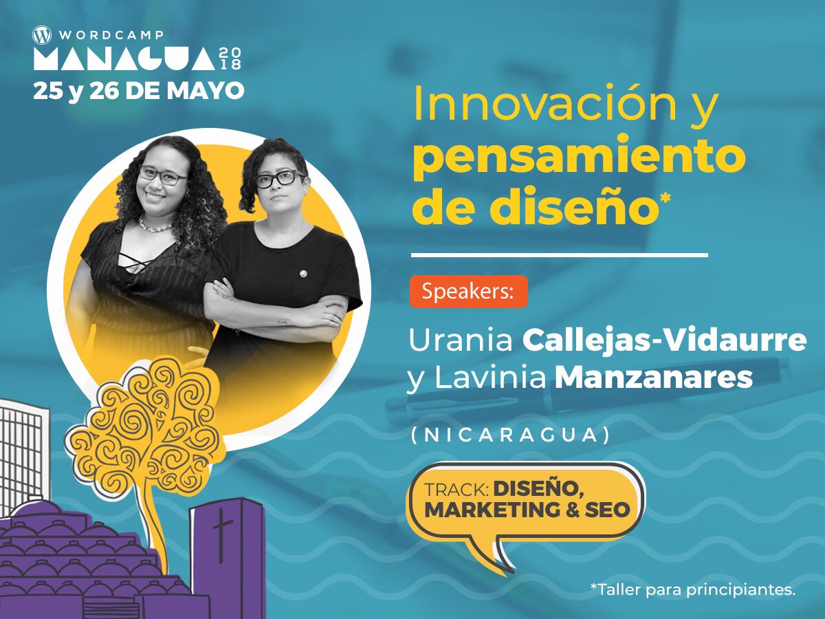 WordCampNic's tweet photo. ¿Qué pasa cuando el desarrollo se encuentra con procesos de #DesignThinking? 🤯

¡Descubrilo en el #WCMGA2018!
@ucallejas y @laviku del #HeatSide de @BoombitStudio 🔥 combinarán sus talentos y pasiones para uno de los mejores talleres de tu vida 😎 #DoMoreYou ⚡️ https://t.co/K0Pc4vbuT5