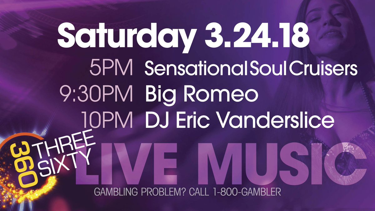 parxcasino's tweet photo. TONIGHT in #360parx :
- #SensationalSoulCruisers
- @biggromeo 
- @DJEVanderslice https://t.co/iRJiU19EDh