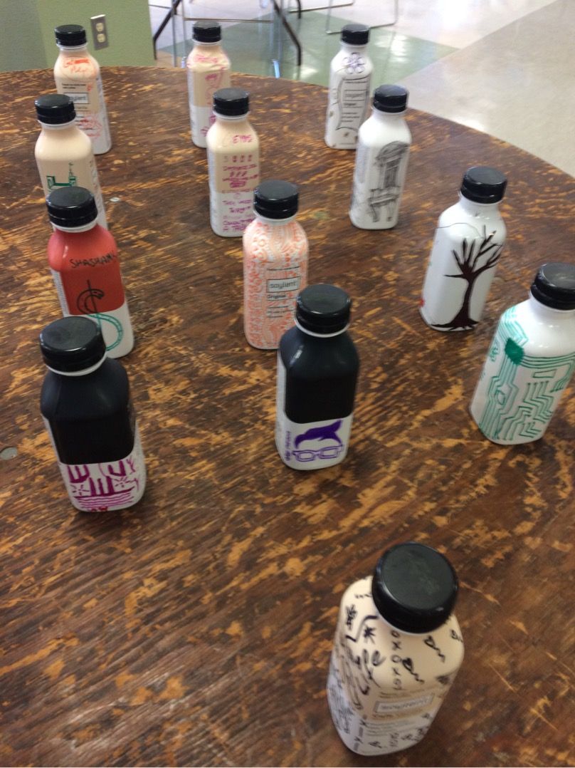 UB_SEC's tweet image. #Soylent bottle art competition at #UBHackathon