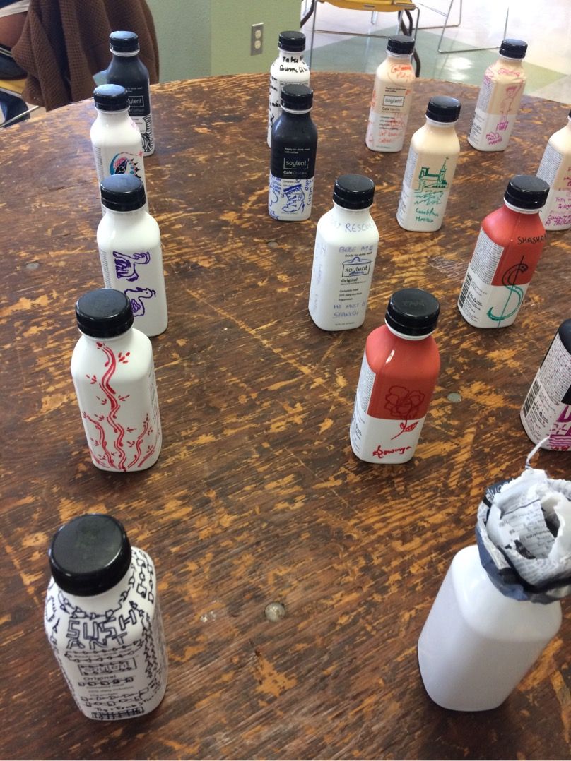 UB_SEC's tweet image. #Soylent bottle art competition at #UBHackathon