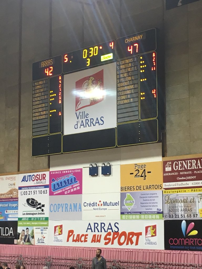 Fin du 3ème quart temps, 47-42 pour charnay. Tout est encore possible pour Arras !! 🔥🔥