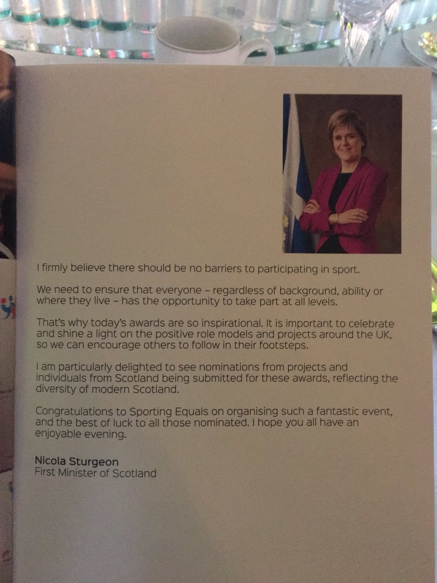 Great to be shortlisted for the community sports project award at the #BEDSA2018 @BEDSAofficial <a href="/SportingEquals/">Sporting Equals</a> <a href="/premrugby/">PREM Rugby</a> and delighted to see support from  <a href="/NicolaSturgeon/">Nicola Sturgeon</a>