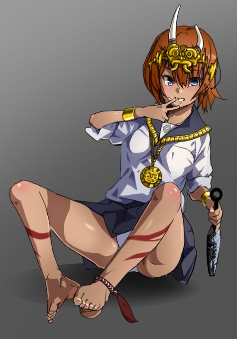 20XX年、復活したインカ帝国に染まった東京。
少女たちは放課後、戦士となり、量産化されたテスカトリポカを狩るのだ。
【赤い髪 つり目 ツノ 裸足 短剣使い】のキャラクター
#キャラデザ版深夜の合同お題合宿 