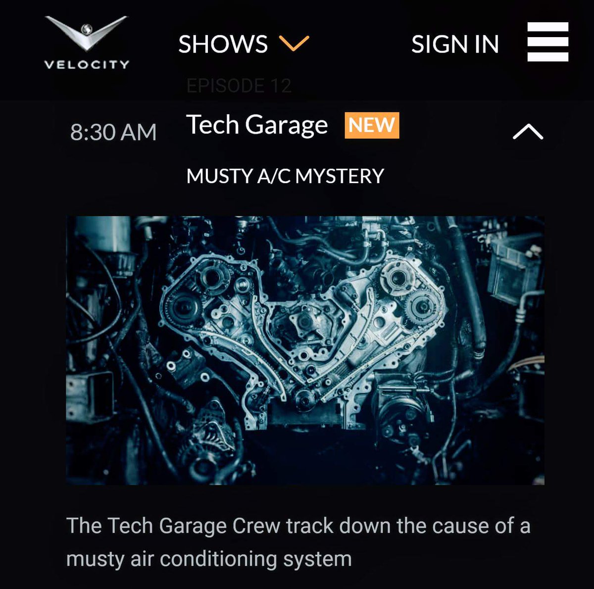 johngardnertv's tweet image. Set your DVRs or catch #TechGarage Sunday 8:30am EST on #Velocity. &quot;Musty A/C Mystery&quot; 
 See you there!