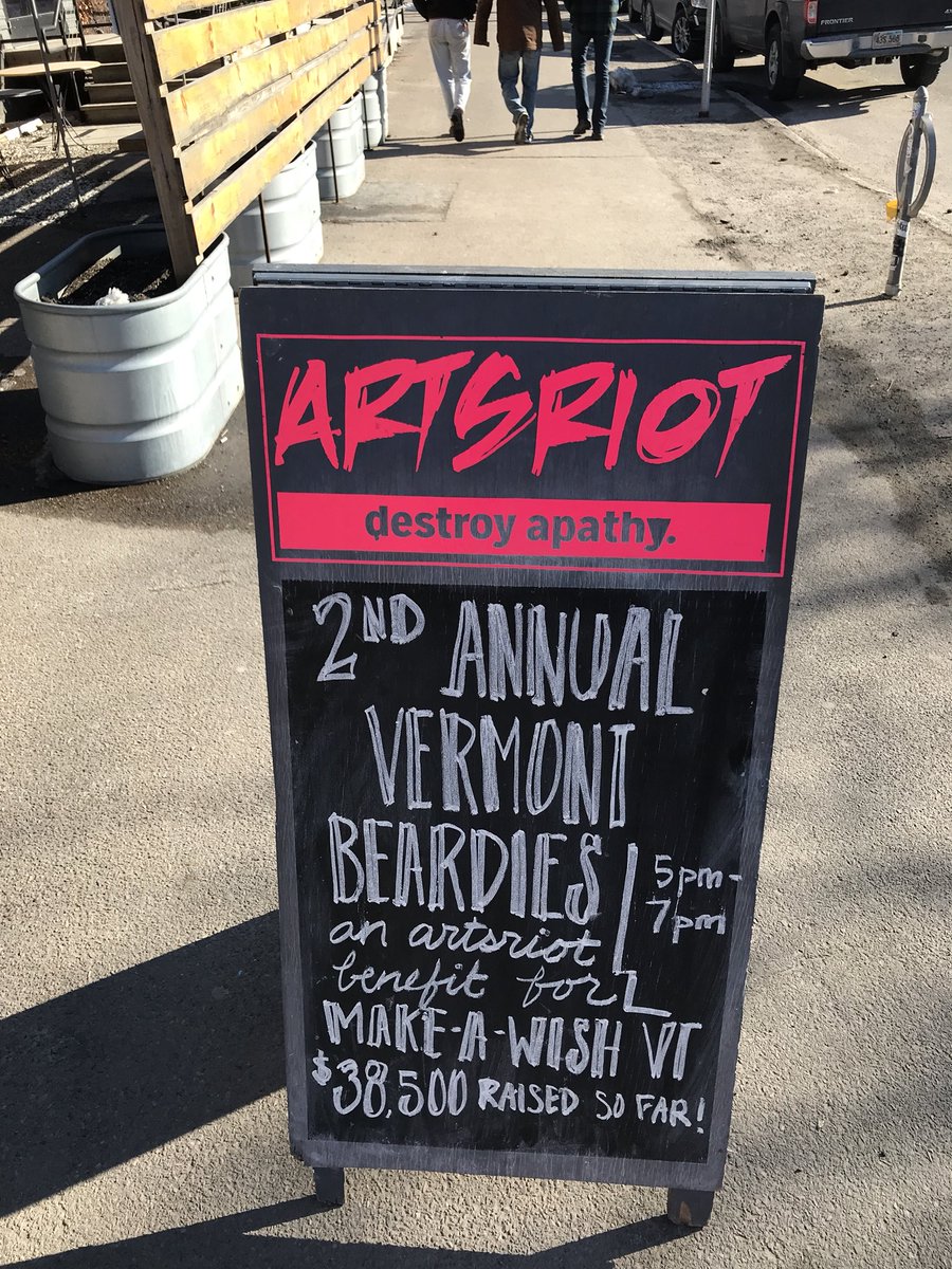VermontBeard's tweet photo. It’s on! VTBEARDIES 2018 @artsriot for Make-A-Wish. https://t.co/xtRBCs4k33