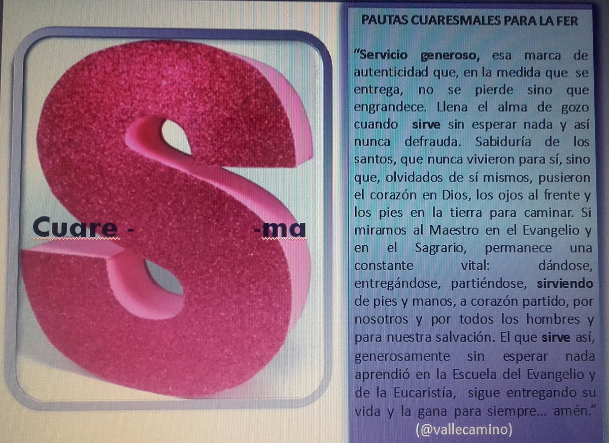 Twitter पर Valle Camino El Acrostico De Cuaresma Nos Invita Al Servicio Generoso Para Eucaristizar Al Estilo De Sanmanuelg