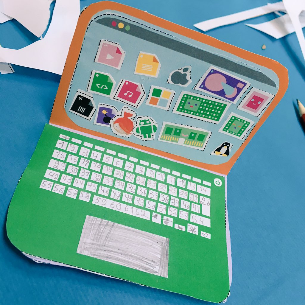 martiiw's tweet image. #PDS2018 Afternoon workshop with children from 3 to 6 years to make paper computer and discover how it works #THX @hellorubyworld #WallCode #code #CSforAll @digitalwallonia
