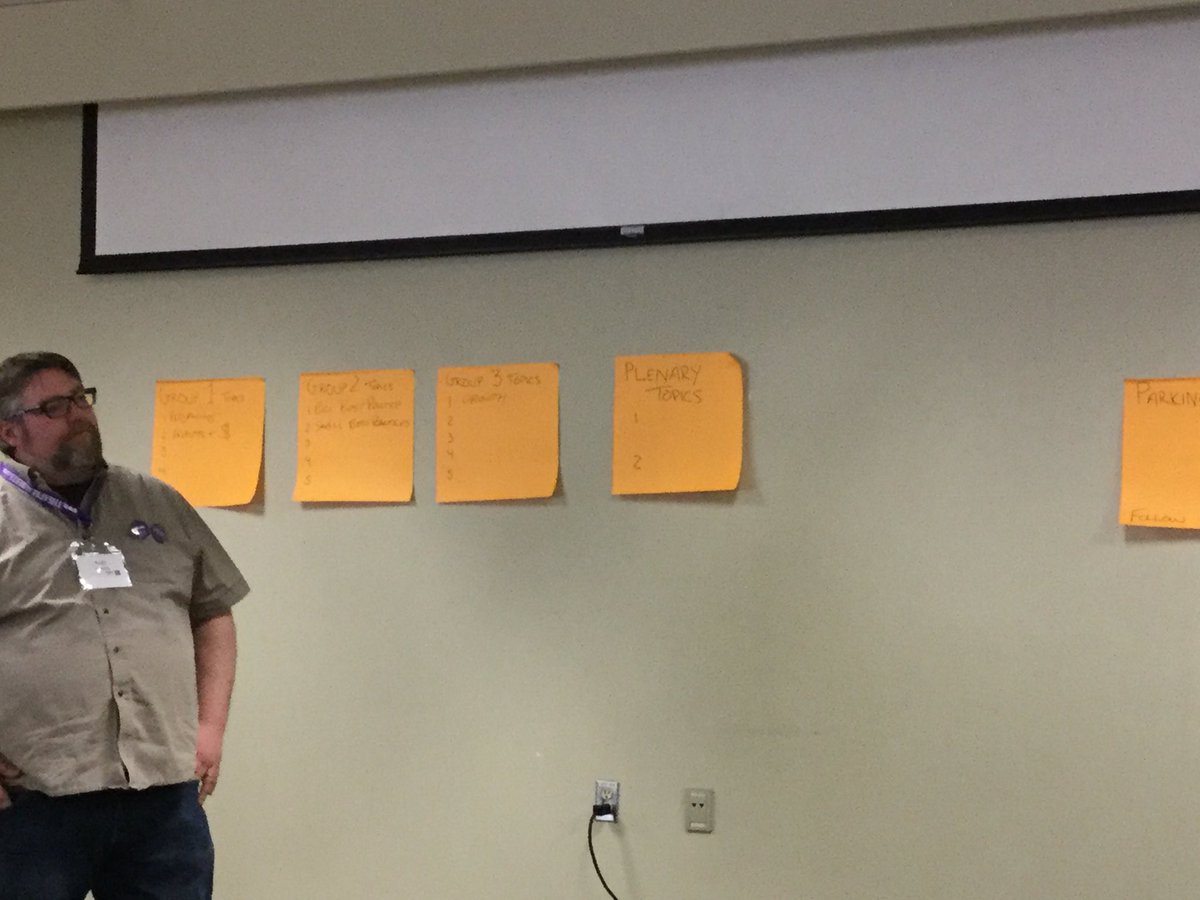 smeep22003's tweet photo. Lots of post-it notes are necessary for this Open Source Technology group... @TheatreAlberta Community Theatre Summit @banffcentre #CTS2018 #ABarts #workshopsbyrequest https://t.co/w3ihHCjHP6