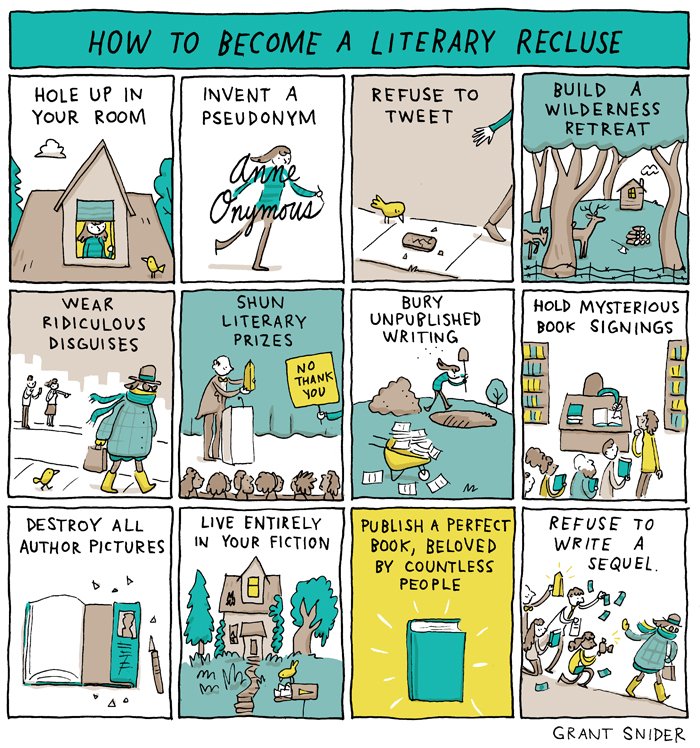 winningwriters's tweet photo. "How to Become a Literary Recluse" by @grantdraws | https://t.co/DeJs42spjx https://t.co/IjBehzECNw