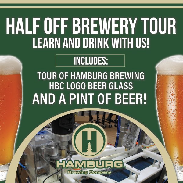 This is your chance! 🍻 For a limited time, get half off brewery tour tickets! hamburgbrewing.com/brew-tour/