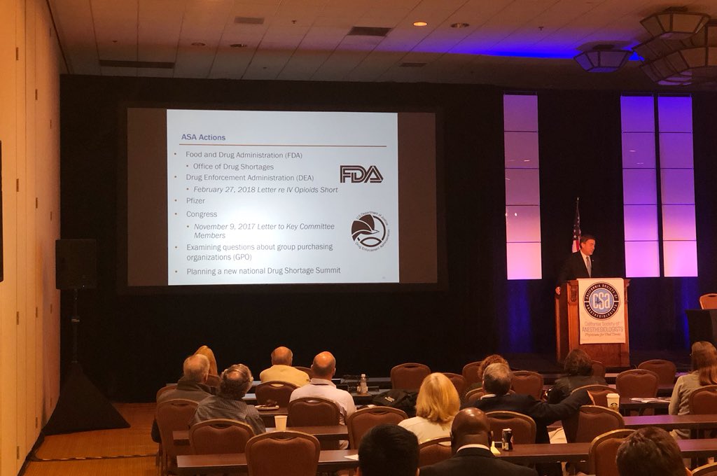 drjohnpatton's tweet photo. @ASALifeline President Dr. James Grant discussing what efforts #anesthesiologists are making to tackle the #opioidepidemic and #drugshortage. #CSAevents #healthcare #advocacy #ptsafety #opioidcrisis @CSAHQ @ASAGrassroots @APSForg https://t.co/9KzftpNF2G