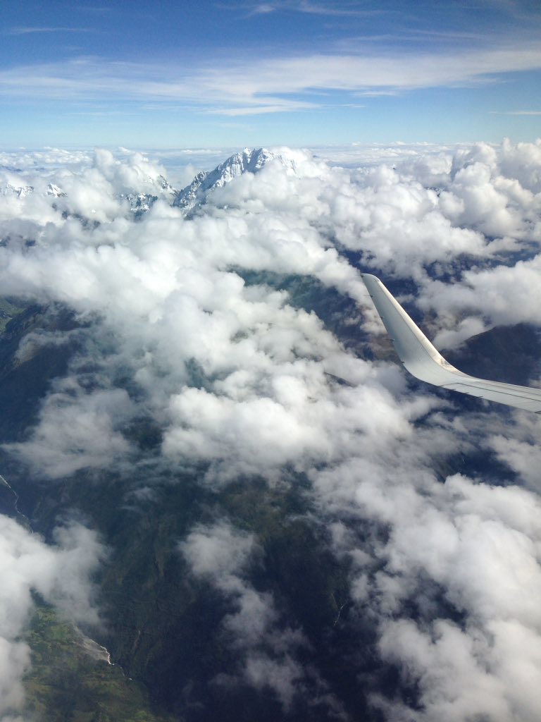 anitafone's tweet photo. As I look out the plane I say to my husband. Those are really big, What have we got into? Why is there snow on those mountains? Are we reallly climbing them? #smile @reclaimfarm https://t.co/L1sCCKjPIV