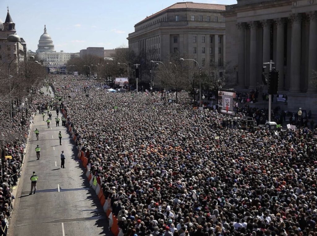 In our nation’s capital, around the U.S. &amp; abroad, we stood united against gun violence and clearly stated #enoughisenough and #NeverAgainMSD 
While <a href="/realDonaldTrump/">Donald J. Trump</a> headed to Mar-a-Lago, our future leaders showed what it takes to make America great &amp; safe again!
