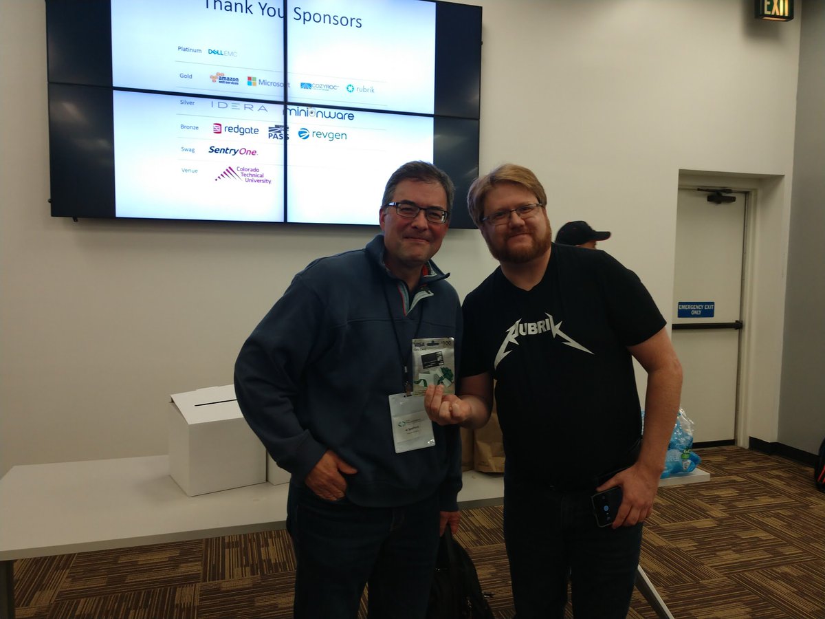 Mike_Fal's tweet image. Congrats to Bill Spafford for winning @rubrikInc&apos;s drawing at #sqlsatcos! #sqlpass