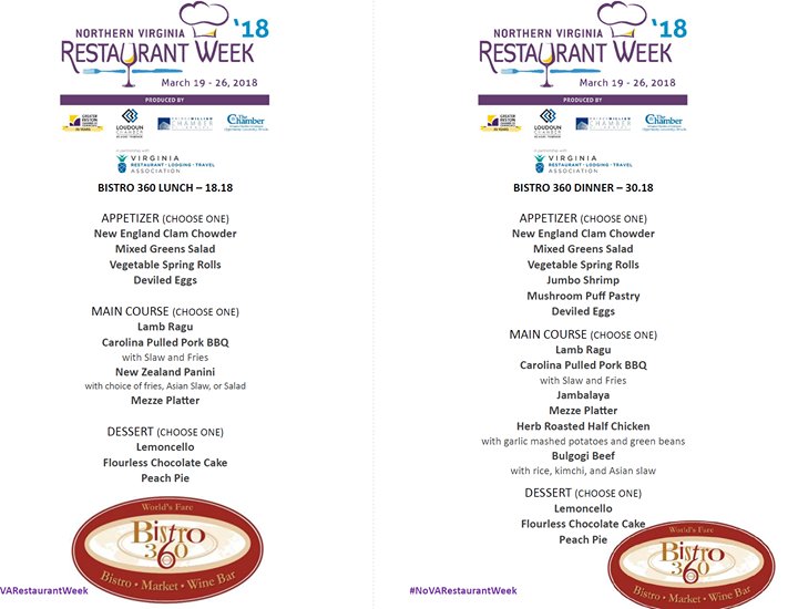 Bistro360's tweet photo. Join Bistro 360 for #NOVA restaurant week from March 19-26th! https://t.co/UhIHsHWPtH https://t.co/qgyBOYAxJ3