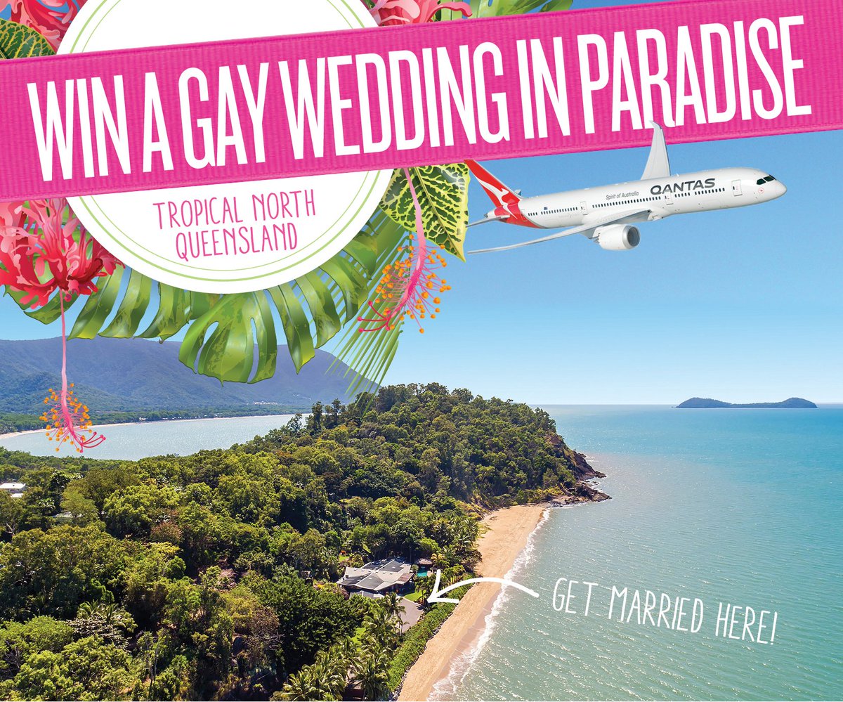 CairnsGBR's tweet photo. WIN A GAY WEDDING IN PARADISE | In celebration of Marriage Equality, a host of luxury wedding suppliers and LGBT friendly businesses have teamed up to give you the wedding of your dreams in TNQ @Queensland 🌴💕 More info &amp; to enter 👉🏼 https://t.co/vAMIsARD4o https://t.co/J4r828775o