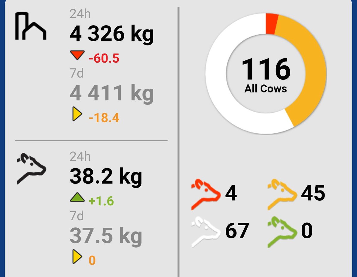 ktfitzi's tweet photo. Over 2200kgs per #VMS and 38.2 kg per cow...not bad going! #TeamBlue https://t.co/iGyZq53qND