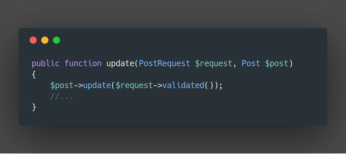 TheAlexLichter's tweet photo. TIL there is a method to retrieve only validated request parameters in #laravel https://t.co/UU2w6UEvfj