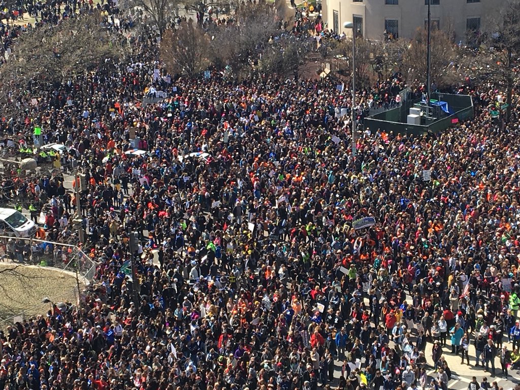 Cpatrickis's tweet photo. Officials are estimating 800,000 people in attendance at March for Our Lives in D.C. @ABC7News https://t.co/4drCRmpu5w