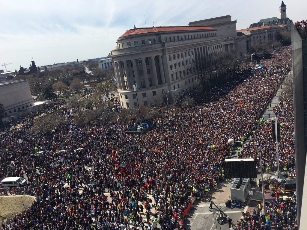 Cpatrickis's tweet photo. Officials are estimating 800,000 people in attendance at March for Our Lives in D.C. @ABC7News https://t.co/4drCRmpu5w