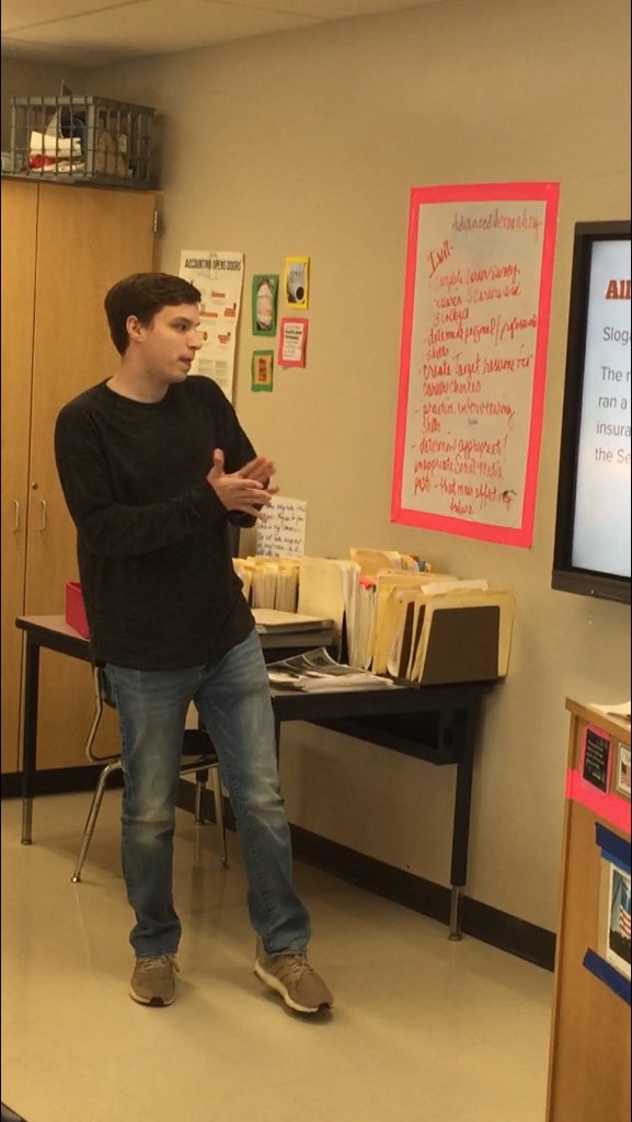 CAHSBusiness's tweet photo. Lucas got some FaceTime...Kayden was horsing around.. Jake is definitely Insured an A...and Tristen was Off the Wall when they presented their presentations - great job to all of my future Sales Personnel #cahsbusinesstudents #theywereawesome #thinkucan #stayconfident #room228 https://t.co/HzdzMIiMNS