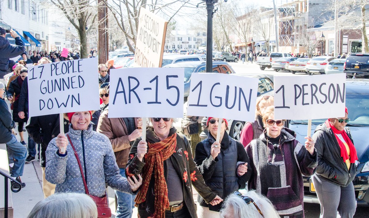 LisaTamburini's tweet photo. #MarchForOurLives in #Sagharbor today! Nice to see @alanalda and family join over 1000 supporters. It takes a community! #NeverAgain https://t.co/kskqyrDXiD