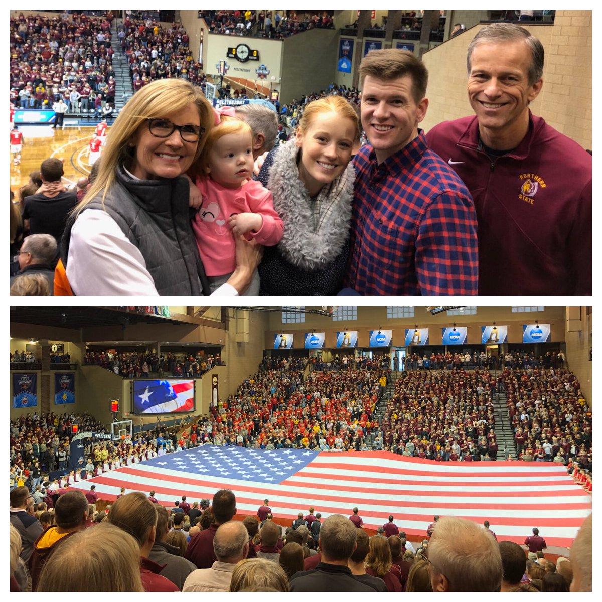LeaderJohnThune's tweet image. Epic @NCAADII mbb title game today @SanfordPentagon. Proud of the way our home state @WolvesAthletics battled to the very end. It’s every kid’s dream to compete on a stage like this. Gutty performance by a great group of college athletes. #GoWolves