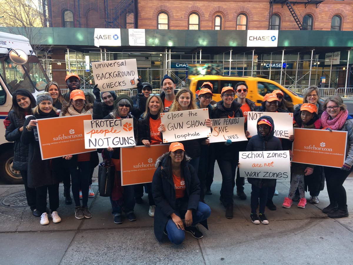 SafeHorizon's tweet photo. Today we, along with members of our board, staff and former clients joined hundreds of thousands across the country in the #MarchForOurLives.

We march for anyone affected by gun violence.

Never again. Not one more. Enough is enough. https://t.co/P1Lm4f7Vr0
