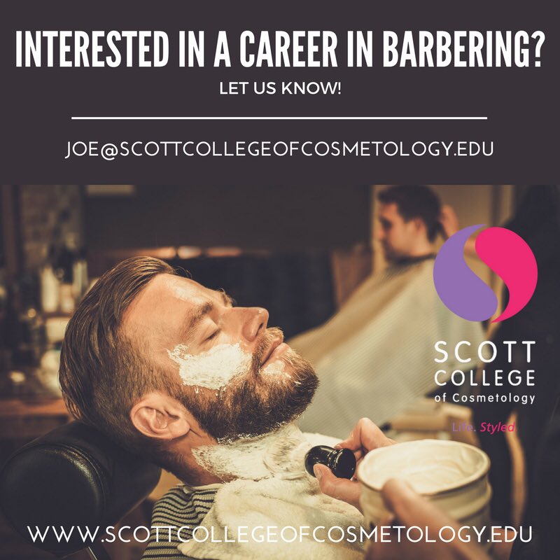 Are you interested in a career in Barbering? Just let us know: email joe@scottcollegeofcosmetology.edu.  #barbercollege