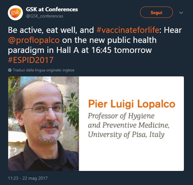 _teo777's tweet photo. #vaccinateforlife #ESPID2017 #Piazzapulita #vaccini #gsk https://t.co/4dqI17H1XD