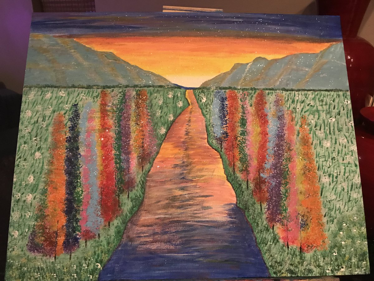 froling_karlene's tweet photo. Attached is one of my favorite paintings painted by me. I am new to the art of painting but I took a step each day to arrive at where I am today. I may not be perfect today but I am much better at it than I was yesterday.
I call it: Candy Mountain.
#KaysArt #Decide2Step https://t.co/VgUC5KpYfx