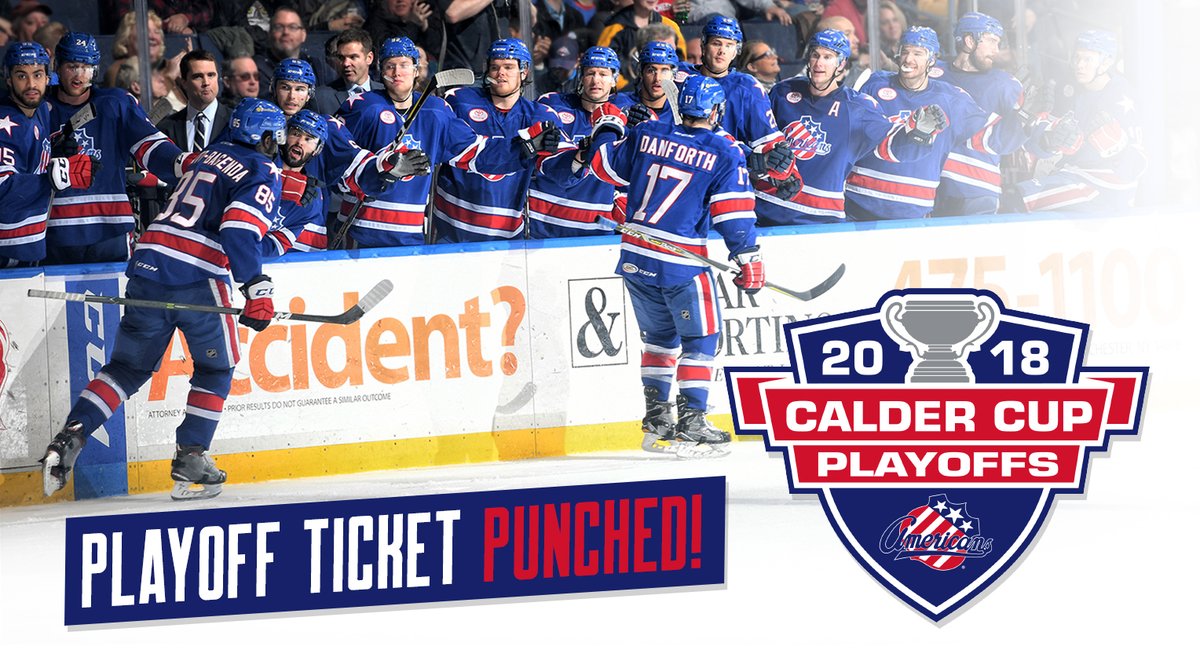 Congrats to <a href="/AmerksHockey/">Rochester Americans</a> on clinching a playoff spot last night! 👊

Good luck in <a href="/TheAHL/">American Hockey League</a> Calder Cup Playoffs.