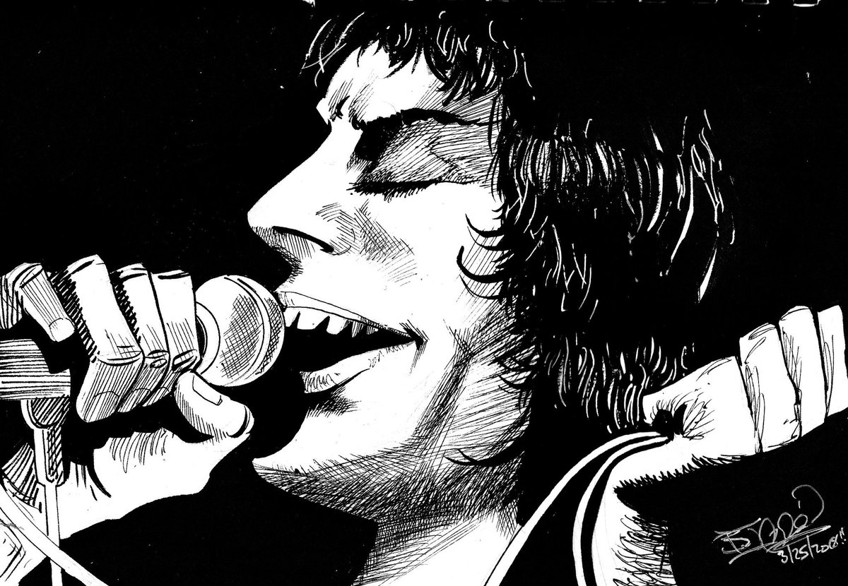EpicBenjaminJ's tweet photo. #SketchbookSaturday 
One of the greatest performers who ever lived, the irreplaceable Freddie Mercury.

#freddiemercury #queen #bohemianrhapsody #70squeen #70srock
#dontstopmenow #somebodytolove #wearethechampions #stonecoldcrazy #artistsontwitter #Pencils #Inks https://t.co/pazDwuv1lY