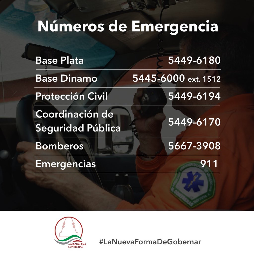 Fer_MercadoG's tweet photo. Ante cualquier situación, te dejamos los números de emergencia de la @DelLaMagdalenaC https://t.co/86tOr2kOq8