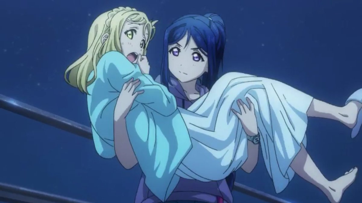 _umikuma_'s tweet photo. Redraw de la maravillosa escena mas puramente gay #lovelive_sunshine #lovelive #kanamari https://t.co/pbuK6GsUiX