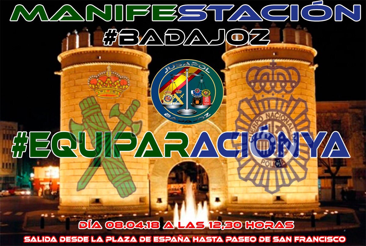 jusapolbadajoz's tweet photo. @jusapolbadajoz COMUNICA:
La manifestación @jusapol de Badajoz por la #EquiparacionYa es el 8 de Abril. 
No es el 25 de marzo. 
Repetimos : Es el 8 de abril.
#8ABadajoz https://t.co/qRxFdp55UB