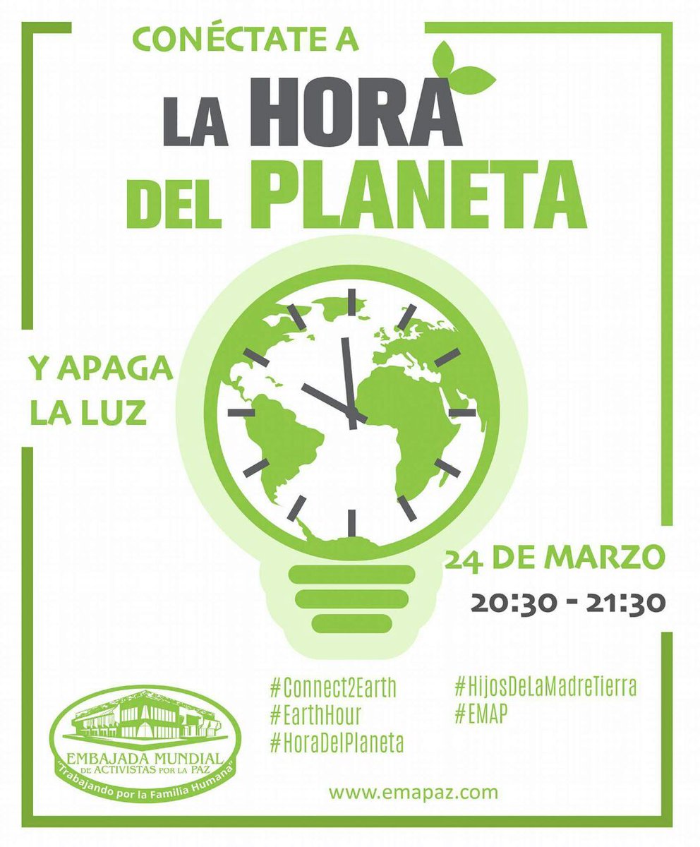 Unidos a nivel mundial activistas de la Paz de EMAP contribuyen con la preservacion del Planeta  #Connect2Earth #EarthHour #HoraDelPlaneta #EMAP #HijosdelaMadreTierra #(Pais) #(Ciudad)