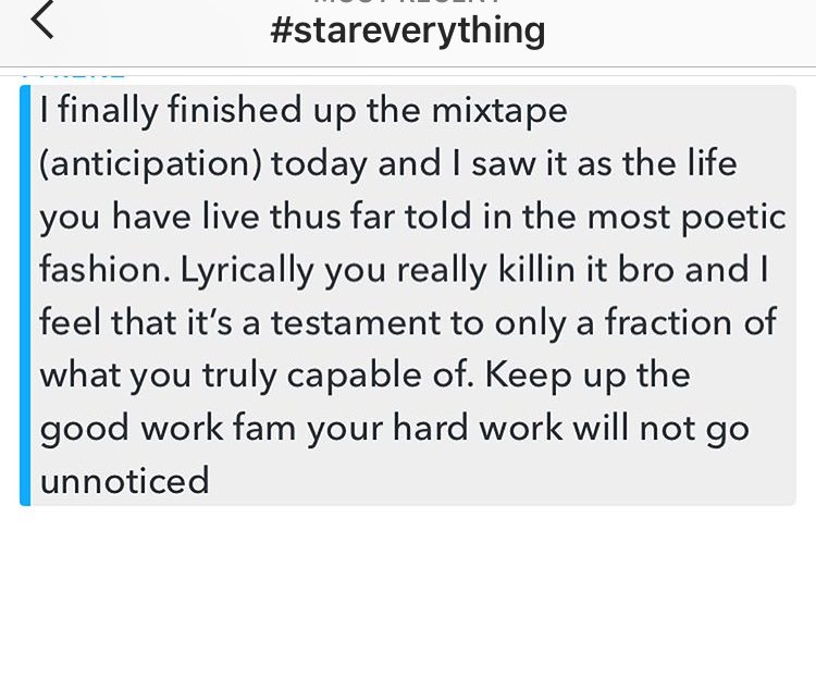PrezDontCare's tweet image. Some genuine feed back from a couple fans shortly after I dropped my latest project..  you can tell they actually listened 🙂 much love #STAReverything #ANTICIPATION