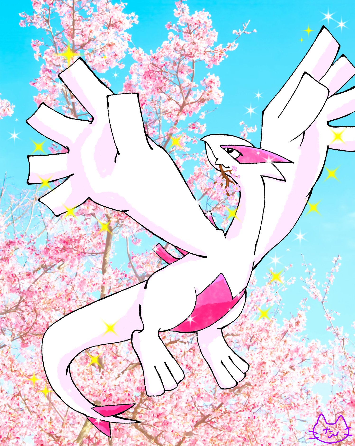 Twitter 上的 たむりん ポケモン O W O おそよう W 今日もいい天気 この時期は色んな人が 桜を載せるからそれ見るの楽しみ 来週は沢山のフォロワーさん達と お花見する予定 絵の中でw 春ルギア 映画が楽しみですね 今日も