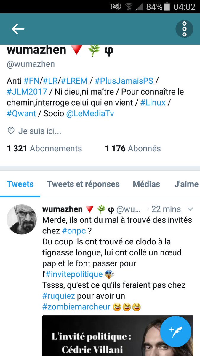 Toute la bassesse et l'inculture crasse d'un socio @LeMediaTV , #JLM2017
#FranceInsoumise
Qu'avez vous contre les 'clodos' ?
C'est une lavallière et pas un 'noeud pap'.
La 'tignasse longue' de #RemiFraisse
vous gênait ? 
Vous êtes un ami de 
#StephanePoussier ?
#ONPC #Villani