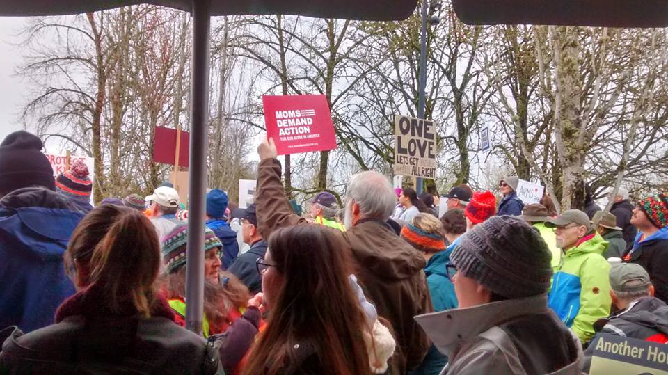 SarahFMcD's tweet photo. View from the @MomsDemand table at #MarchForOurLiveCorvallis Corvallis, OR. @AMarch4OurLives was inspiring. #MarchForOurLives #ORLeg https://t.co/DVFPnkZ6Q2
