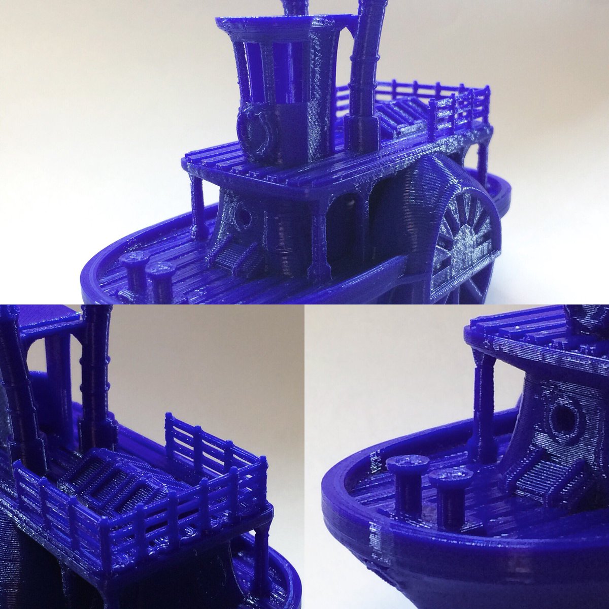 We #3Dprinted this beautiful steamboat by vandragon (thingiverse 2659257) in blue PLA on the Delta Go at 0.2mm layer height. What are you making this weekend? #3dprinting #Education #STEM